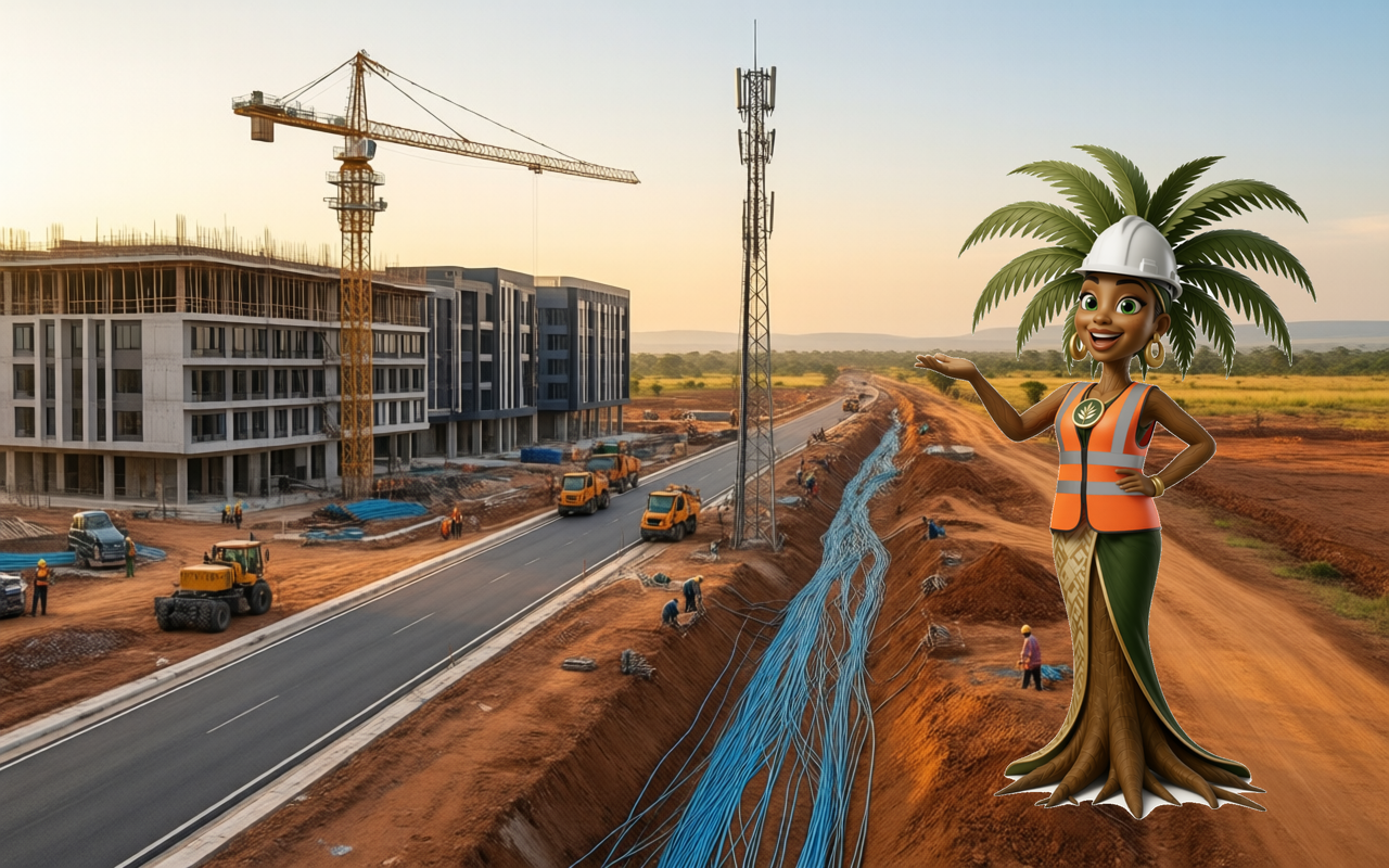Zola in front of Palm Leaf Partners projects